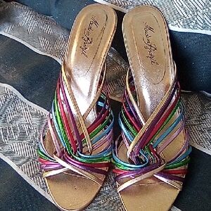 Multi-Color Strappy Slide Sandals by Not Clearly Visible Brand